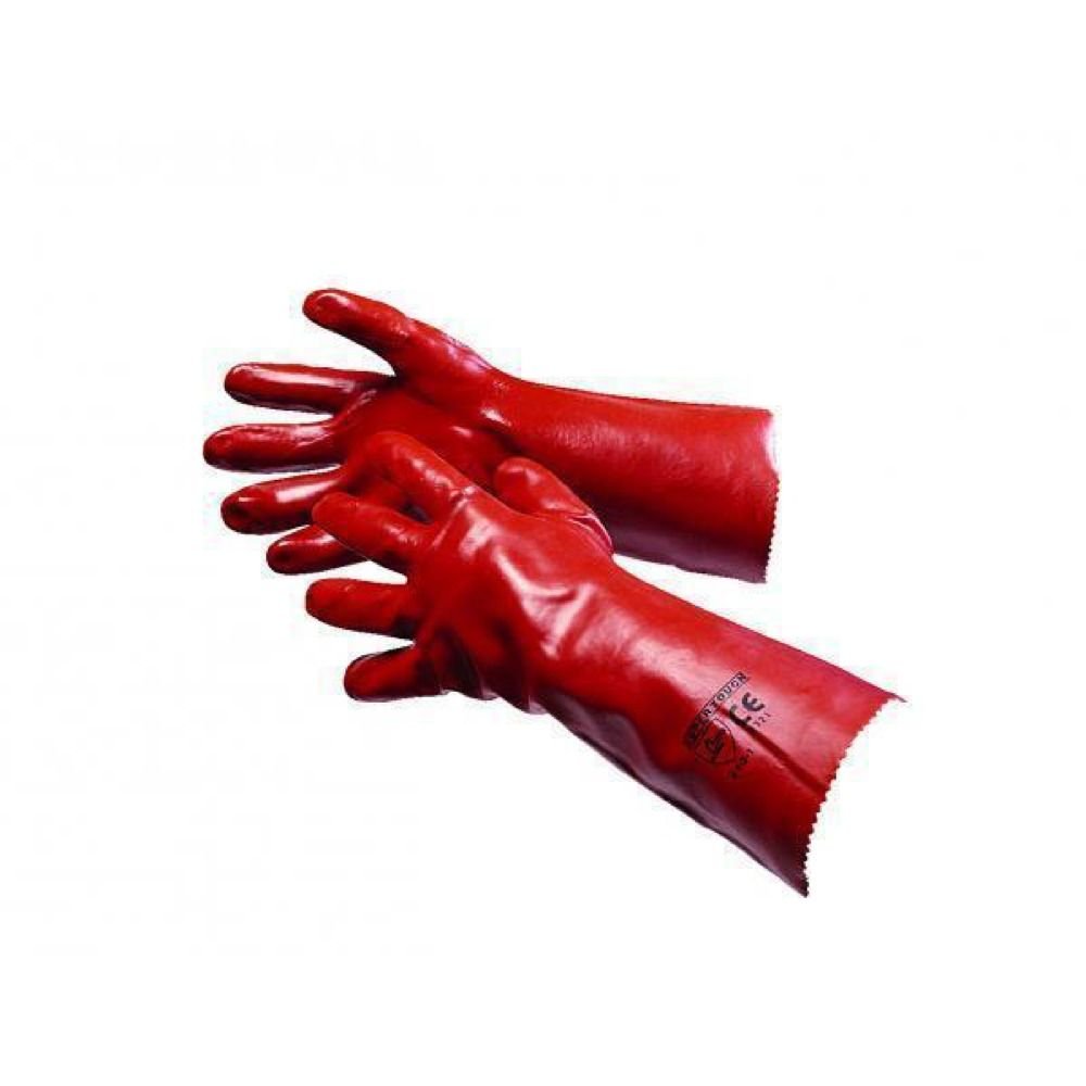 Gloves (PAIR) Red Rubber Gauntlets 18"