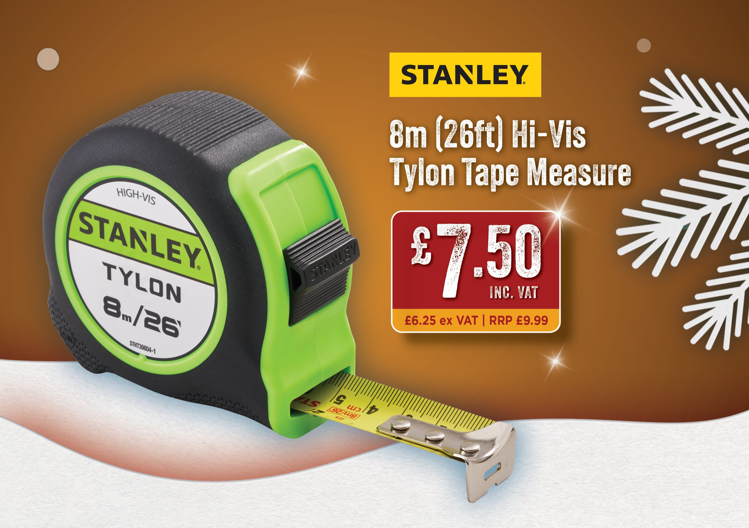 STANLEY 8M (26FT) HI-VIS TYLON TAPE